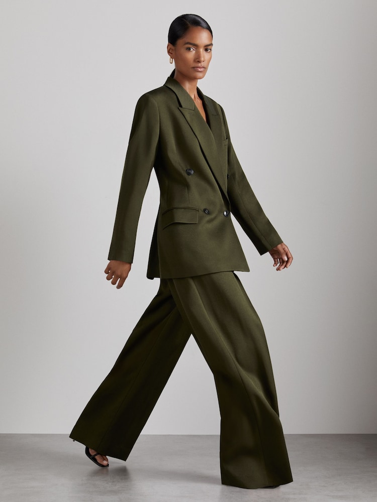 Reiss Green Simone Atelier Double-Breasted Crepe Suit Jacket - Image 1 of 7