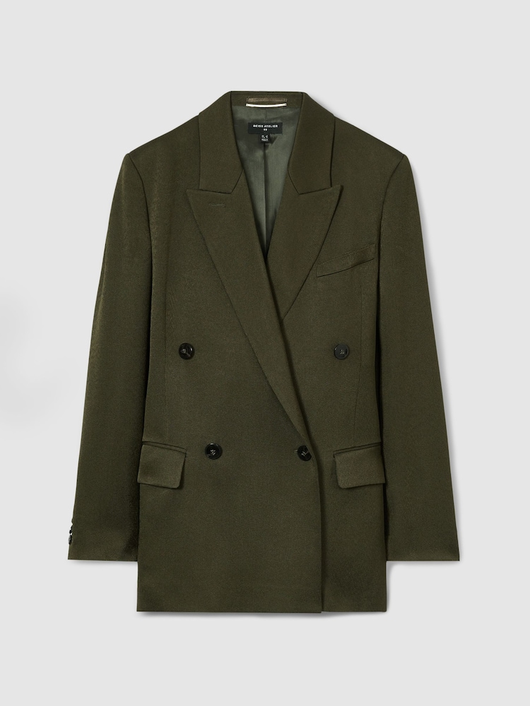 Reiss Green Simone Atelier Double-Breasted Crepe Suit Jacket - Image 2 of 7