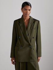 Reiss Green Simone Atelier Double-Breasted Crepe Suit Jacket - Image 3 of 7
