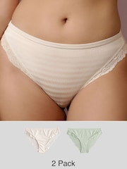 Vert/Ecru - Culotte haute en microfibre et dentelle en jacquard - Image 1 of 10