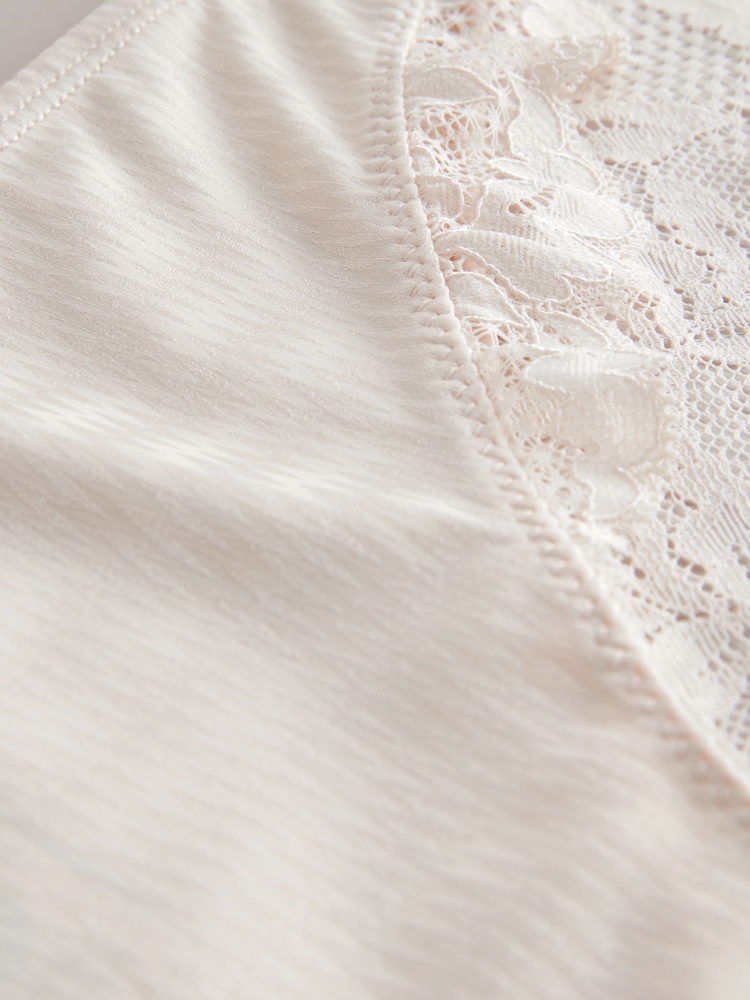 Vert/Ecru - Culotte haute en microfibre et dentelle en jacquard - Image 10 of 10