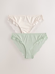 Vert/Ecru - Culotte haute en microfibre et dentelle en jacquard - Image 6 of 10