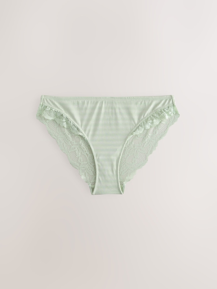 Vert/Ecru - Culotte haute en microfibre et dentelle en jacquard - Image 7 of 10