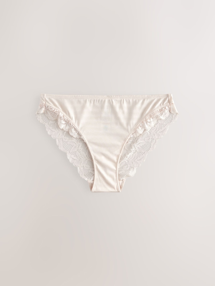 Vert/Ecru - Culotte haute en microfibre et dentelle en jacquard - Image 8 of 10