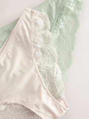 Vert/Ecru - Culotte haute en microfibre et dentelle en jacquard - Image 9 of 10
