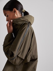 Reiss Khaki Teyana Atelier Zipped-Shell Coat - Image 4 of 7