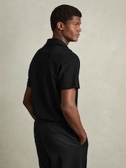 Reiss Black Hunt Textured Cuban Collar Shirt - Image 5 of 7
