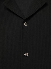 Reiss Black Hunt Textured Cuban Collar Shirt - Image 7 of 7