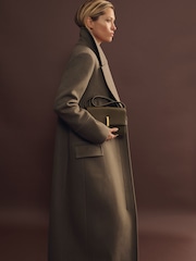Reiss Khaki Neave Atelier Wool Blend Longline Coat - Image 1 of 8