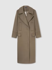 Reiss Khaki Neave Atelier Wool Blend Longline Coat - Image 2 of 8