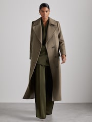 Reiss Khaki Neave Atelier Wool Blend Longline Coat - Image 4 of 8