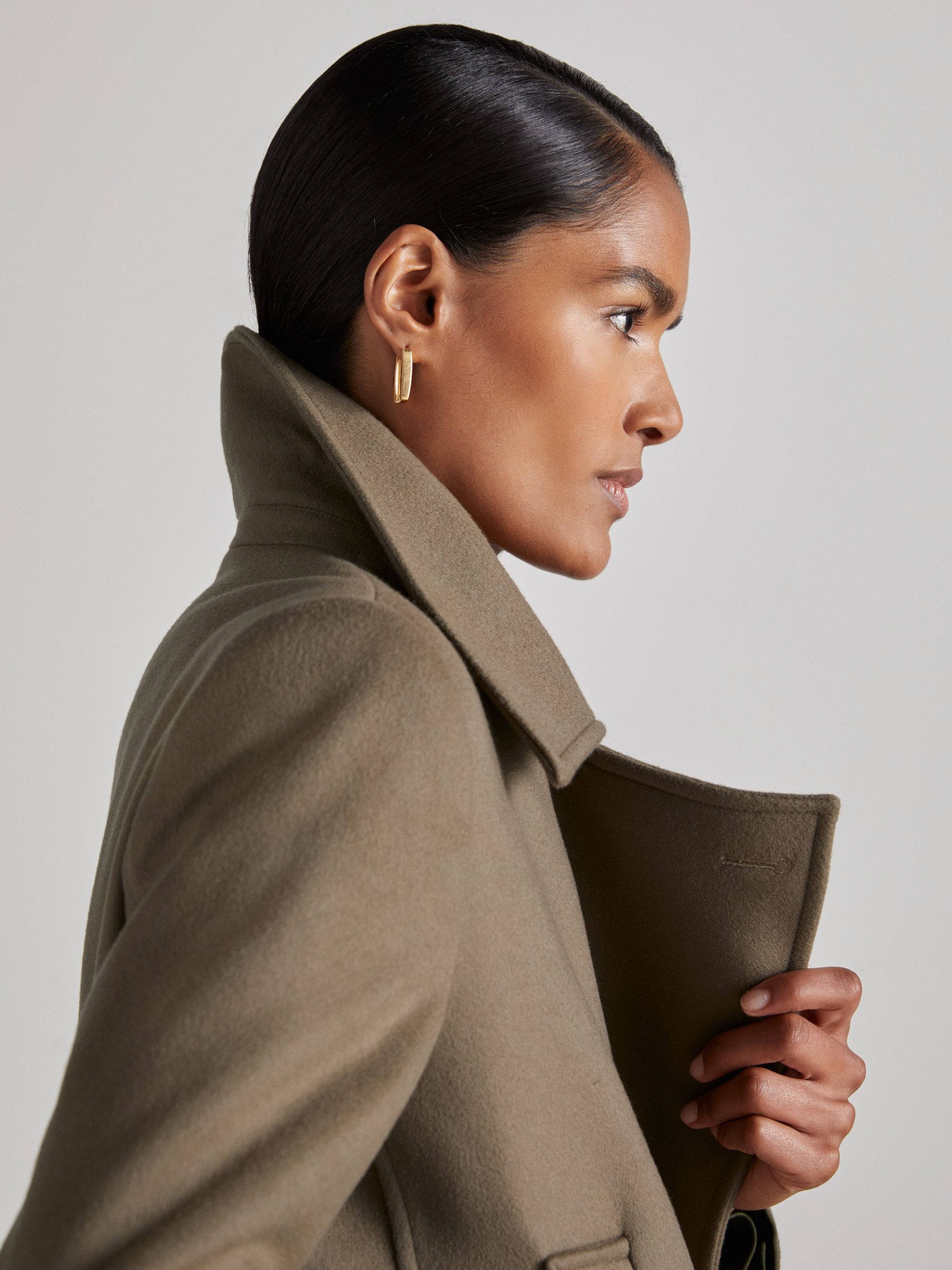 Buy Reiss Khaki Neave Atelier Wool Blend Longline Coat from Next Oman
