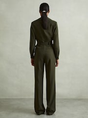 Reiss Dark Green Ray Belted Utility Jumpsuit - Image 4 of 5