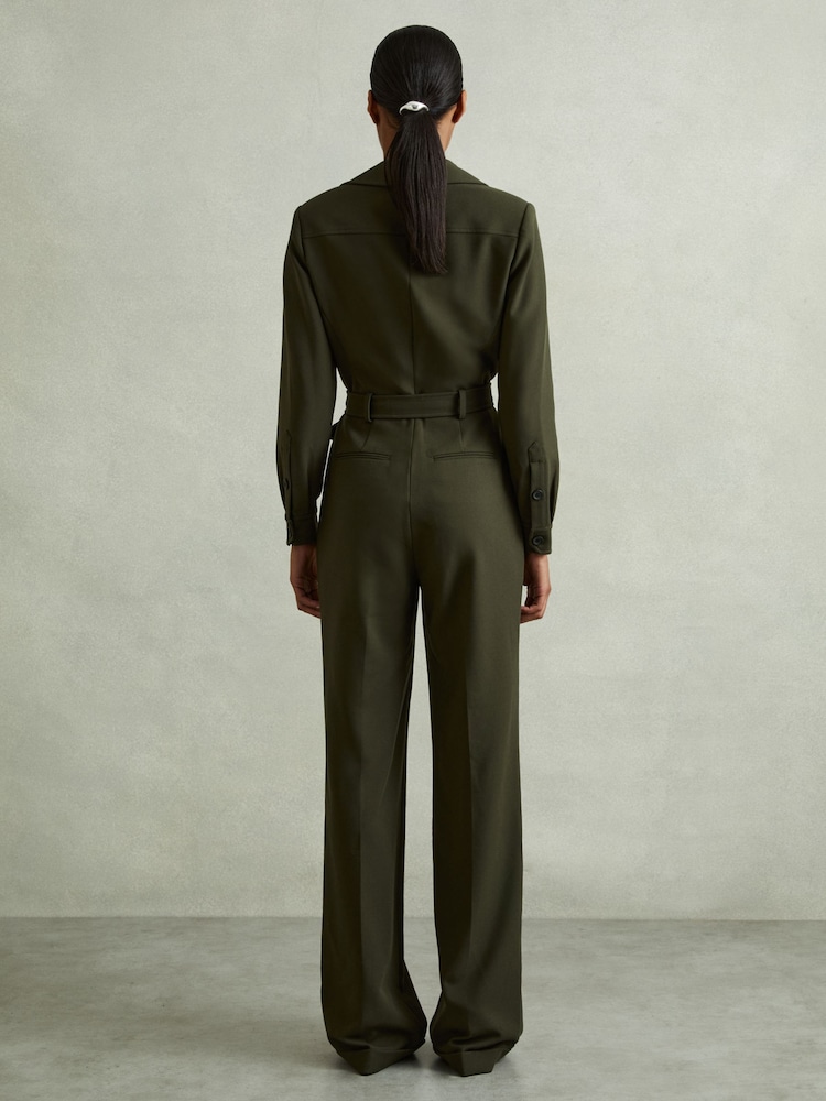 Buy Reiss Dark Green Ray Belted Utility Jumpsuit from the Next UK