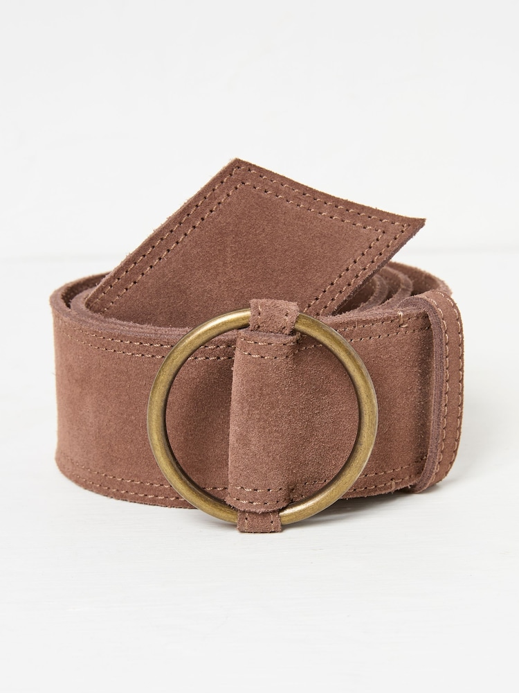 FatFace Dark Natural Wide Suede Waist Belt - Image 1 of 2 FatFace Dark Natural Wide Suede Waist Belt - Image 1 of 2