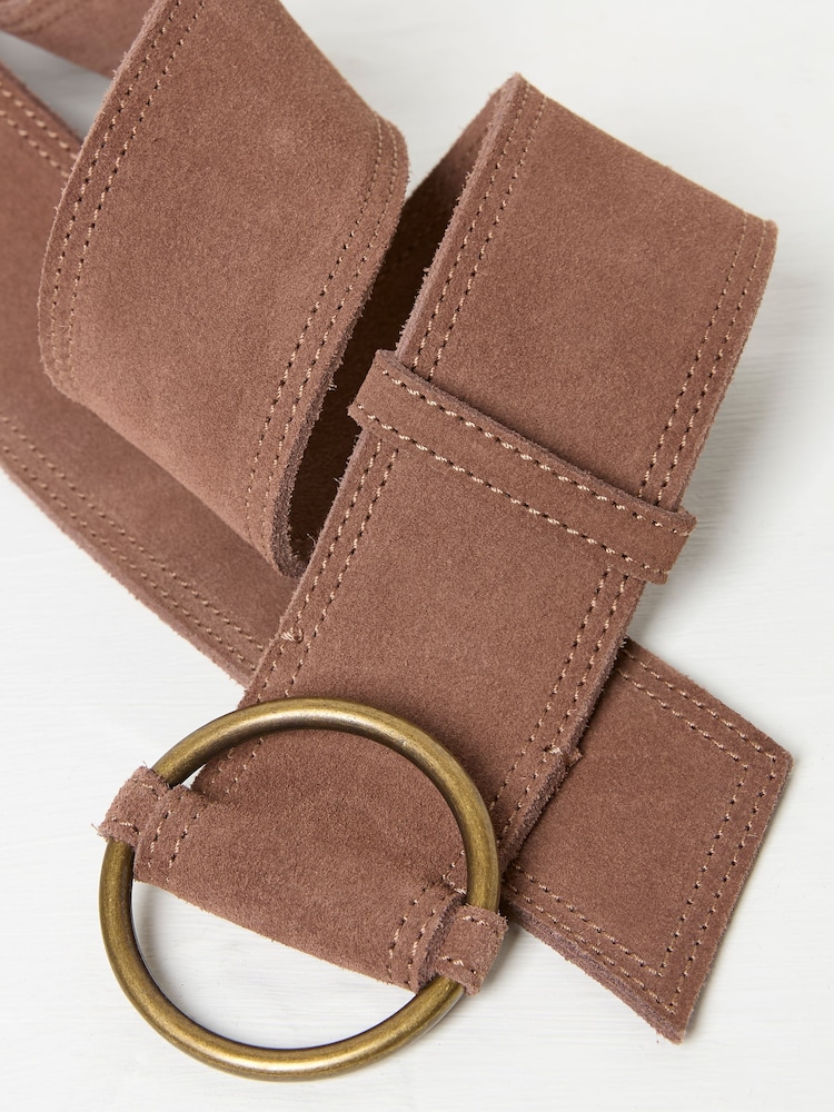 FatFace Dark Natural Wide Suede Waist Belt - Image 2 of 2 FatFace Dark Natural Wide Suede Waist Belt - Image 2 of 2