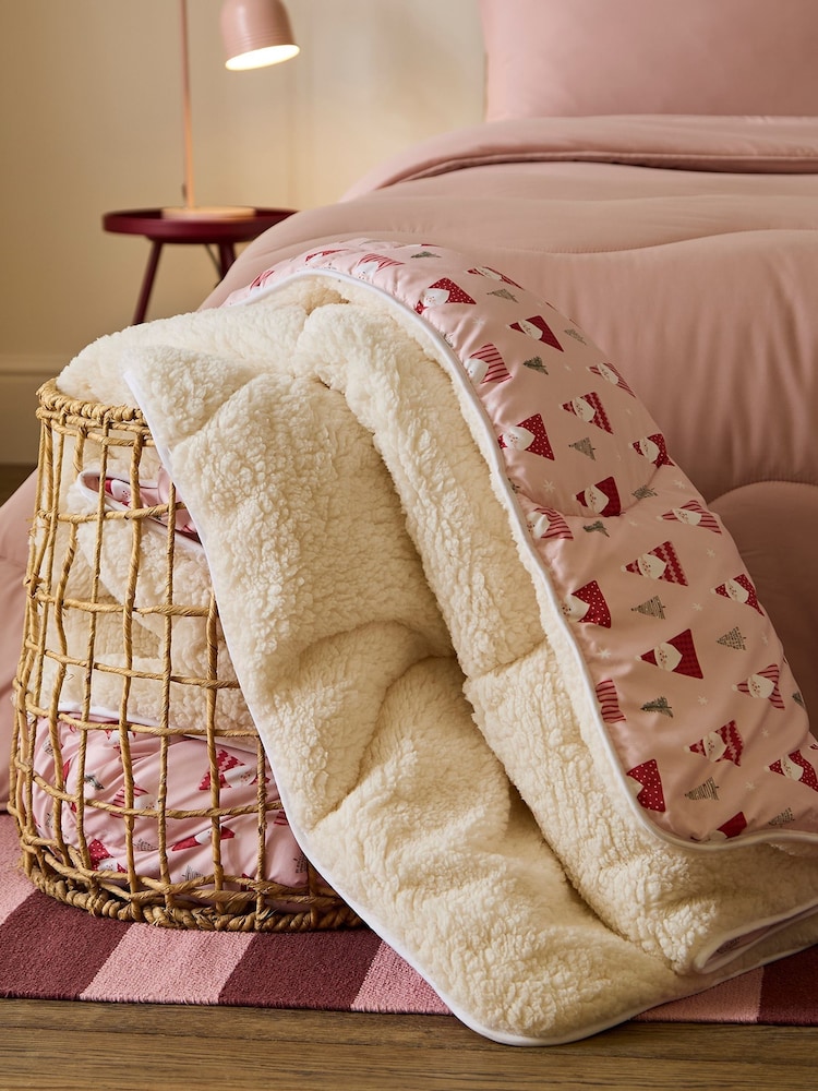 Night Lark Pink Santa 9 Tog Cosy Sherpa Throw - Image 1 of 4