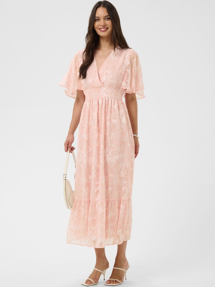 Kaffe Pink KALorinda V-Neck Tiered Maxi Dress - Image 2 of 8 Kaffe Pink KALorinda V-Neck Tiered Maxi Dress - Image 2 of 8