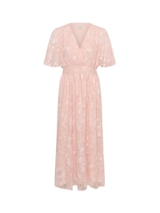 Kaffe Pink KALorinda V-Neck Tiered Maxi Dress - Image 6 of 8