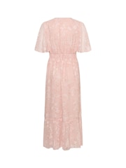 Kaffe Pink KALorinda V-Neck Tiered Maxi Dress - Image 7 of 8