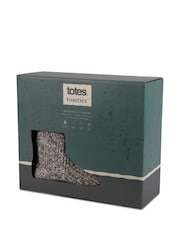 Totes Grey Mens Knitted Short Boot Slippers - Image 2 of 5