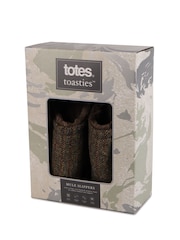 Totes Brown Mens Wool Mix Winter Mule Slippers - Image 2 of 5