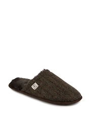 Totes Brown Mens Wool Mix Winter Mule Slippers - Image 4 of 5