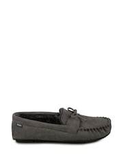 Totes Grey Mens Suedette Moccasin Slippers - Image 3 of 5