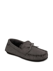 Totes Grey Mens Suedette Moccasin Slippers - Image 4 of 5