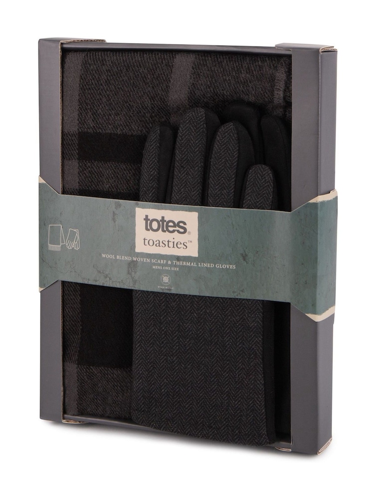 Totes Mens Wool Blend Winter Scarf and Thermal Lined Gloves - Imagen 2 de 4