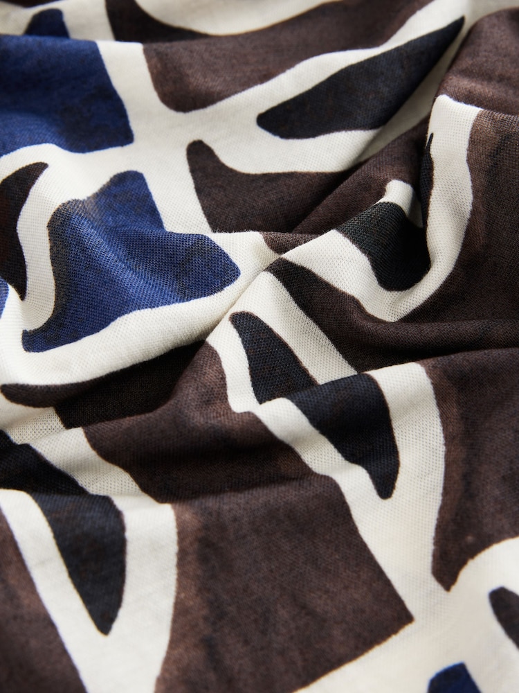 Blau/Braun, Geo-Print - Jerseyhose mit weitem Bein - Image 7 of 8