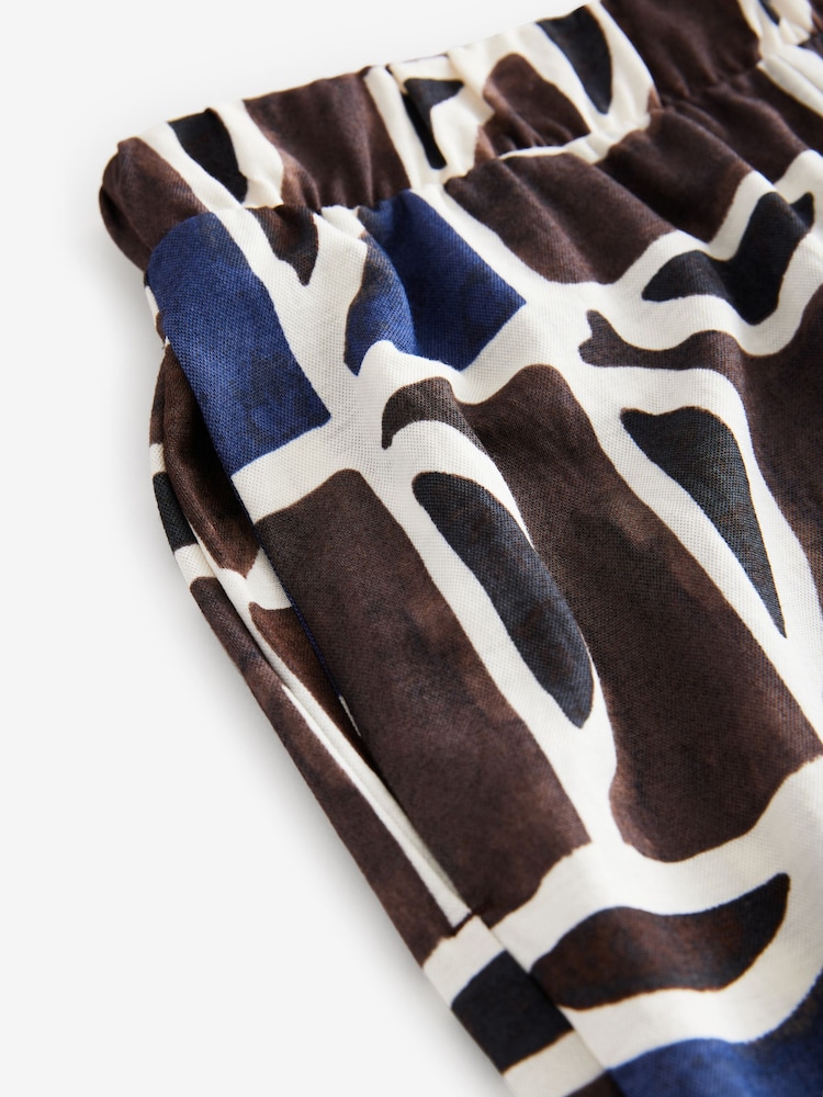 Blue/Brown Geo Print Wide Leg Jersey Trousers - Image 8 of 8
