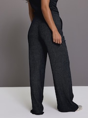 Navy Wide Leg Drawstring Textured Trousers - Image 2 of 6