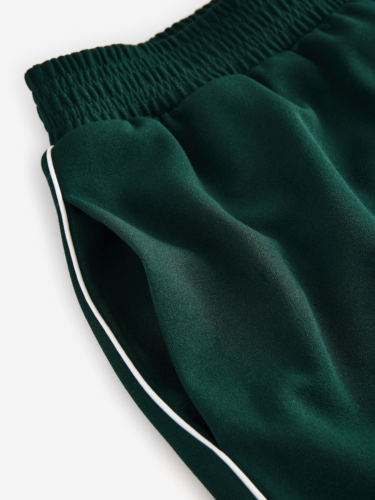 Zeleno/Belo - Piping Detail Crepe Pantalone širokih nogavica Pantalone - Image 6 of 7
