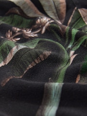 Black Palm Print Kew Collection Crepe Short Sleeve Boxy T-Shirt - Image 6 of 8
