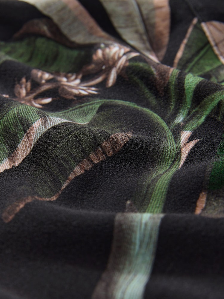 Black Palm Print Kew Collection Crepe Short Sleeve Boxy T-Shirt - Image 6 of 8