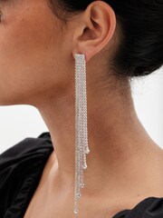 Mood Silver Tone Crystal Shoulder Duster Earrings - Image 1 of 3