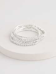 Mood Silver Tone Crystal Stretch Bracelet - Image 1 of 1