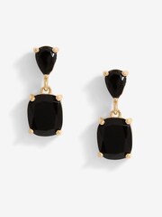 Mood Gold Tone Double Stone Drop Earrings - Image 1 of 3