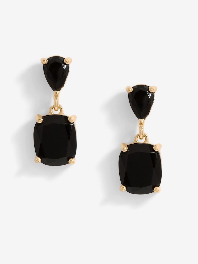 Mood Gold Tone Double Stone Drop Earrings - Image 1 of 3