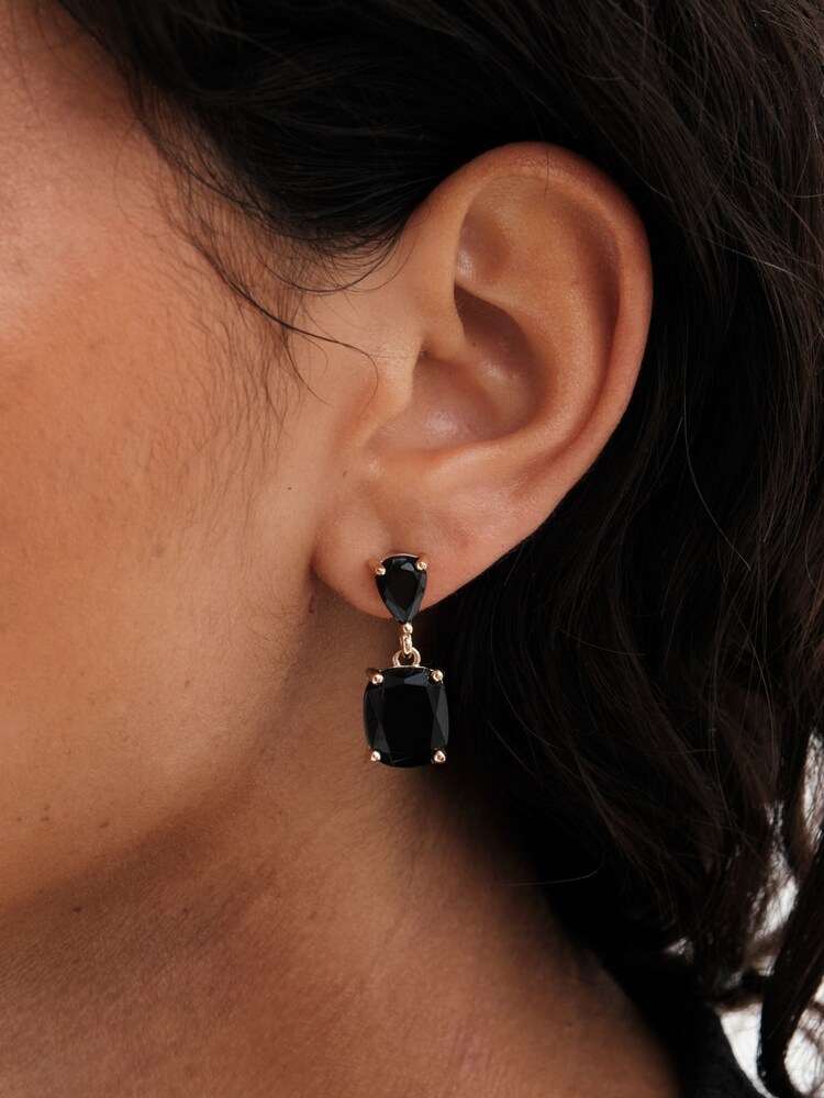 Mood Gold Tone Double Stone Drop Earrings - Image 3 of 3