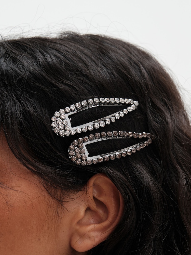 Mood Black Diamante Hair Clips - Image 2 of 3 Mood Black Diamante Hair Clips - Image 2 of 3