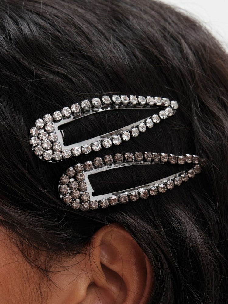 Mood Black Diamante Hair Clips - Image 3 of 3 Mood Black Diamante Hair Clips - Image 3 of 3