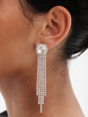 Mood Gold Tone Gold Facet Linear Drop Earrings - Image 2 of 7