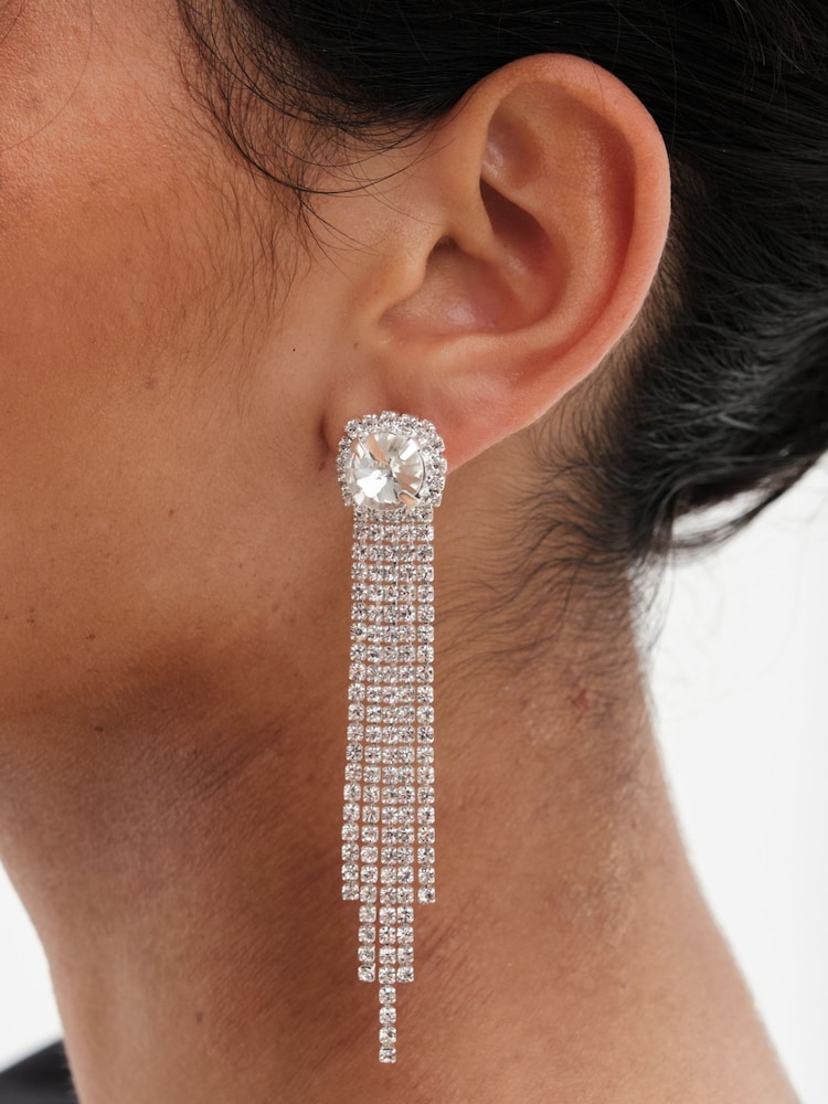 Mood Gold Tone Gold Facet Linear Drop Earrings - Image 2 of 7