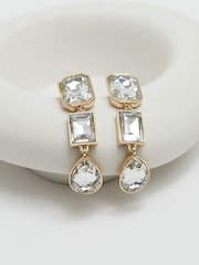 Mood Gold Tone Gold Facet Linear Drop Earrings - Image 6 of 7