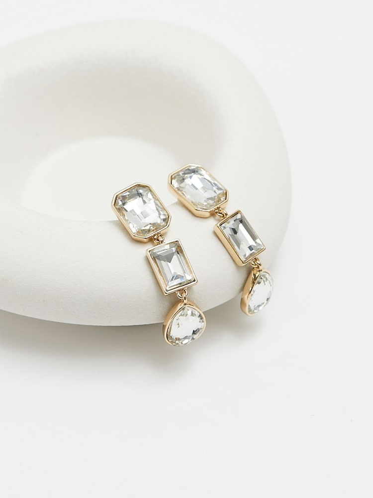 Mood Gold Tone Gold Facet Linear Drop Earrings - Image 7 of 7