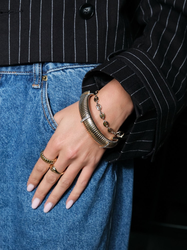 Mood Gold Tone Gold Crystal Stretch Bracelet - Image 1 of 3