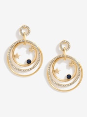 Mood Gold Tone Crystal Celestial Forward Facing Link Drop Earrings - Image 1 of 3