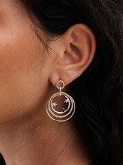 Mood Gold Tone Crystal Celestial Forward Facing Link Drop Earrings - Image 2 of 3
